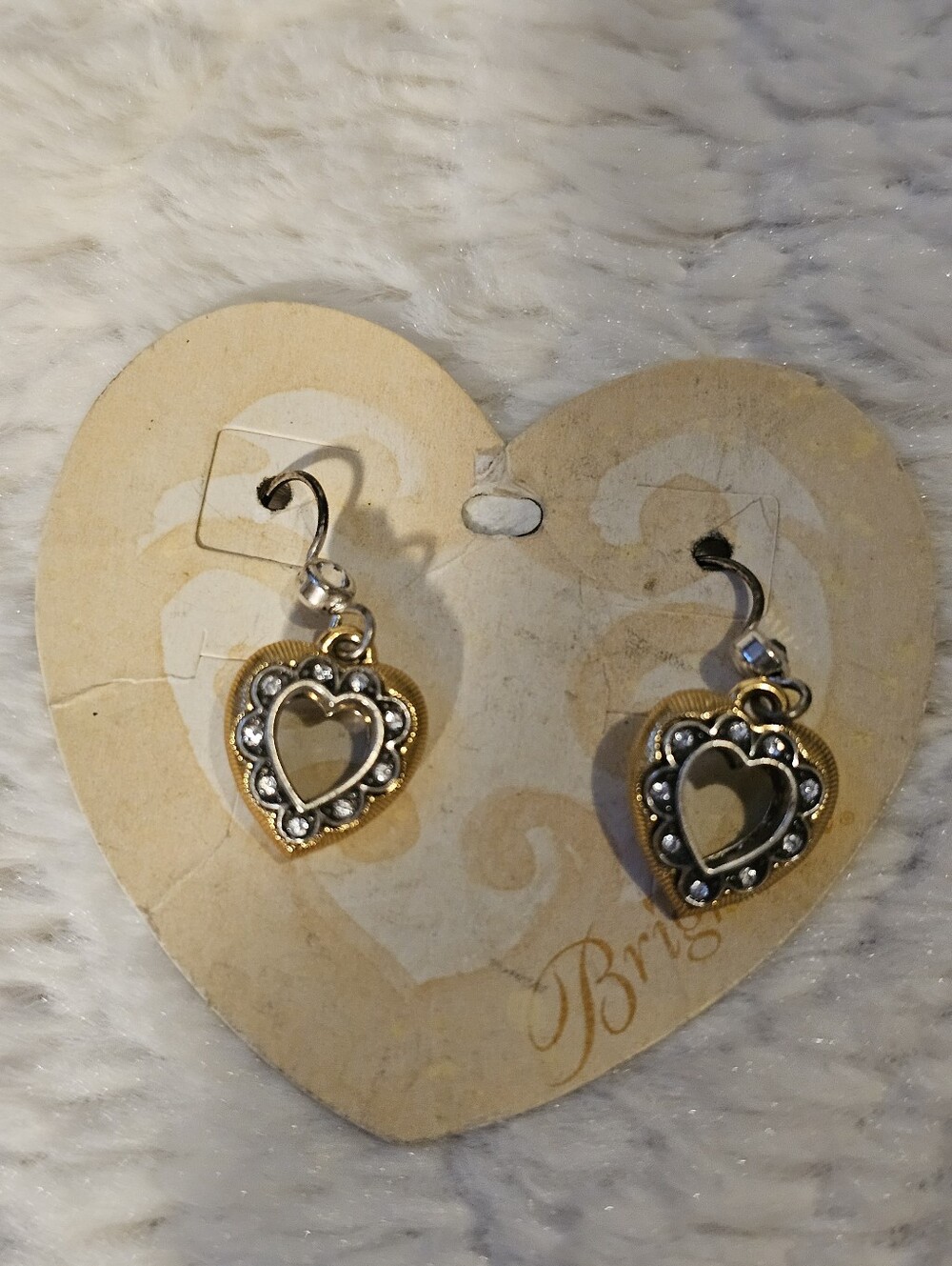 Brighton Primavera Heart Crystal Two-Tone Drop Earrings JA1093 - Picture 3 of 8